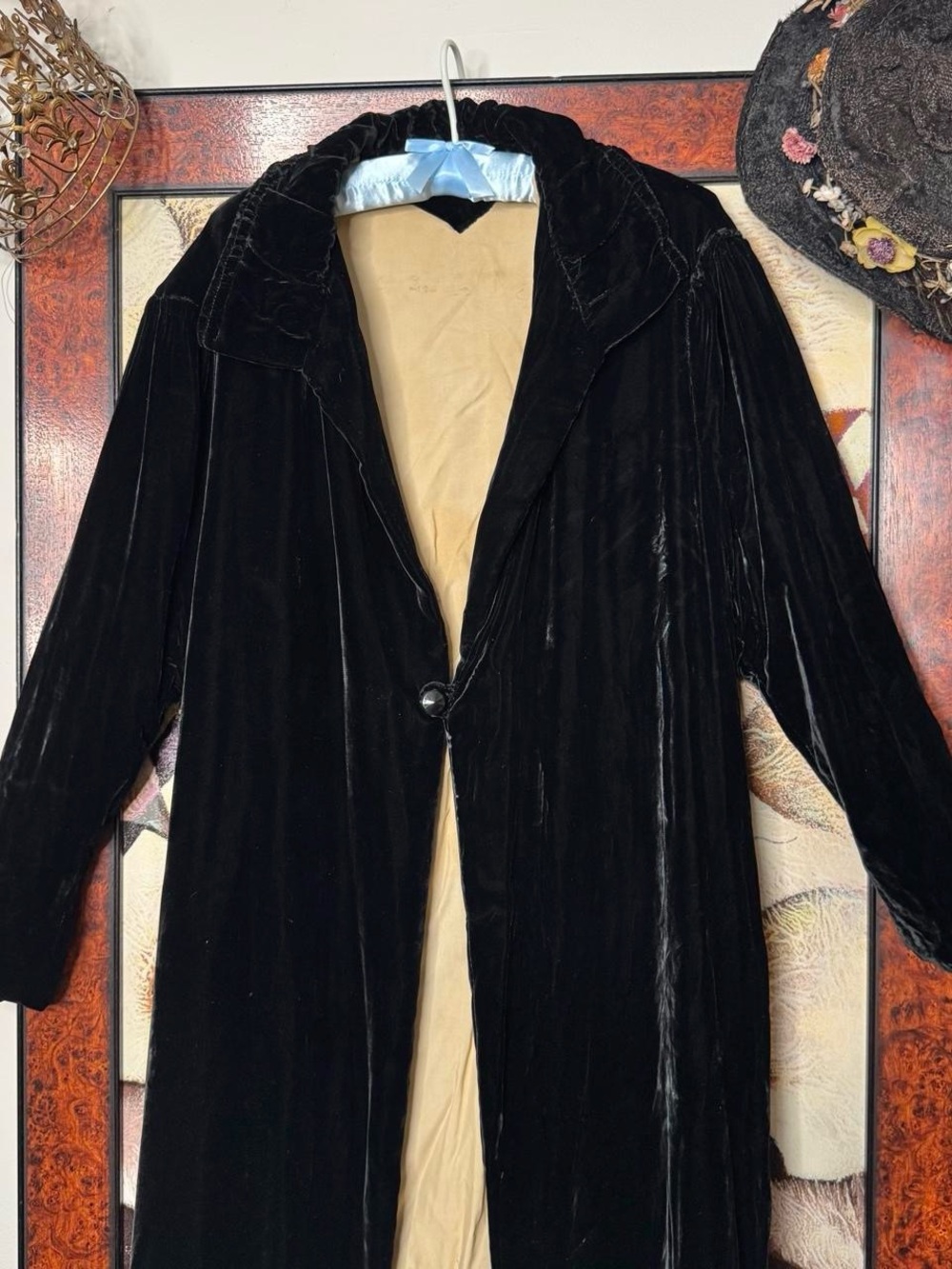Antique 1920s 1930s art deco flapper silk velvet opera cocoon coat